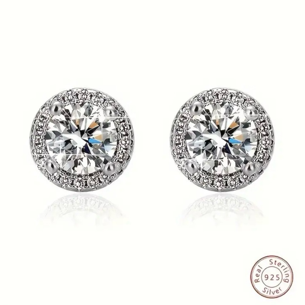 2 Carat VVS1 Moissanite Stud Earrings - 925 Sterling Silver Post - Picture 3 of 5